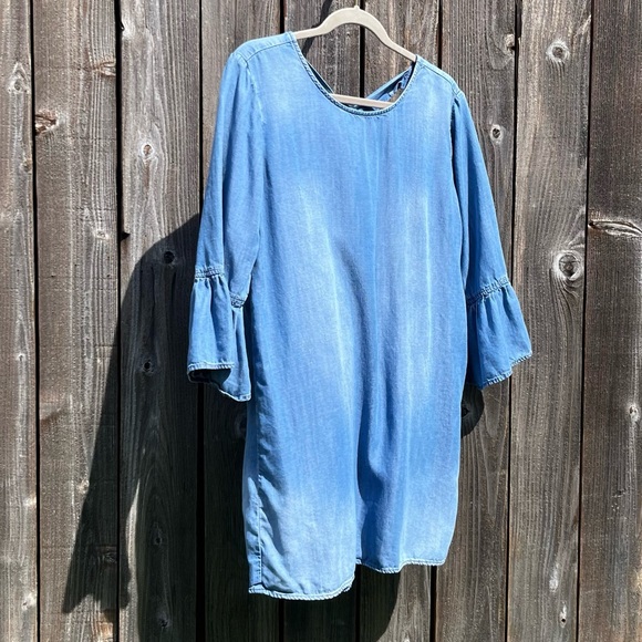 Cloth & Stone blue tencel sheath dress size LP - Picture 8 of 17